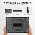 thumbnail image 3 of Shockproof Case for Samsung Galaxy Tab A8 10.5" SM-X200 X205 X207, Military Grade Protection Rotating Stand Hand Strap Shoulder Strap Kids Friendly Bumper Rugged Case for Galaxy Tab A8 10.5",Black, 3 of 8