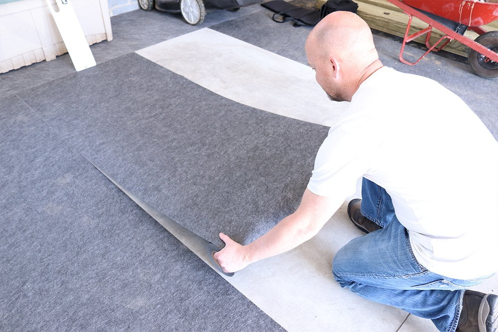 Garage Floor Mat Kit for Water, Snow and Mud by New Pig | Keep Garage Floor Clean | Mildew-Resistant and Adhesive-Backed | Includes Safety Knife and Installation Board (25' L x 36" W)