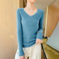 thumbnail image 2 of yillto Lightweight Sweaters for Womens Soft Knit Long Sleeve V Neck Sweater Fall Slim Fashion Outfits, 2 of 7