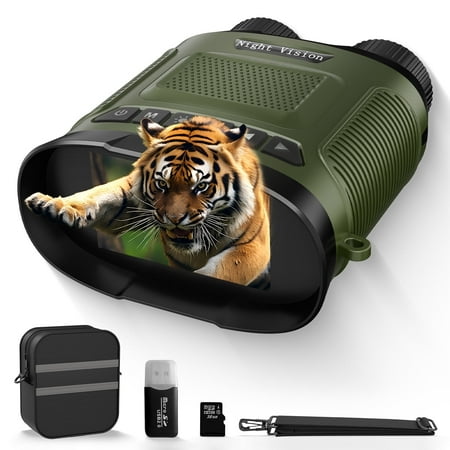 USCAMEL Night Vision Binoculars for Adults 3 Screen Digital Goggles Day and Night 8x Zoom Infrared Digital Binoculars w/32G SD Card Card Reader for Photo & Video Record for Hunting Green