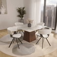 thumbnail image 4 of LeisureMod Dining Chair Upholstered in Leather with Curved Open-Back Design and Powder-Coated Iron Legs for Modern Home, Living Room, Kitchen Nymia Collection in Dark Walnut/White, 4 of 12