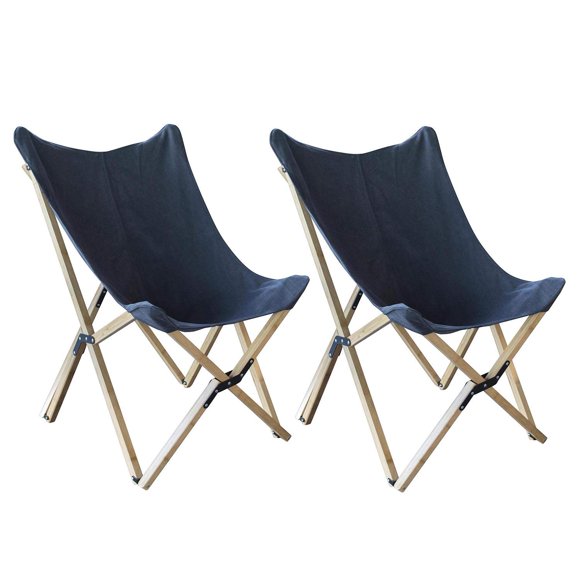 Canvas and Bamboo Butterfly Chair - Black