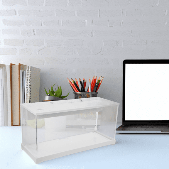 TABLZONE White Acrylic Desktop Aquarium LED Light Quiet Filtration Spacesaving Design
