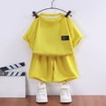 thumbnail image 2 of Zshosam Boys Vacation Outfits Boys' Short-Sleeved Suit, Fashionable and Comfortable, Suitable for Summer Adventure and Casual Occasions Size 3T 4T,(Yellow 3-4 Years), 2 of 6