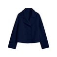 thumbnail image 4 of Hulanddfd Men's Pea Coat Turn Down Collar Double Breasted Short Wool Blend Jacket Casual Fall Winter Outerwear, 4 of 6