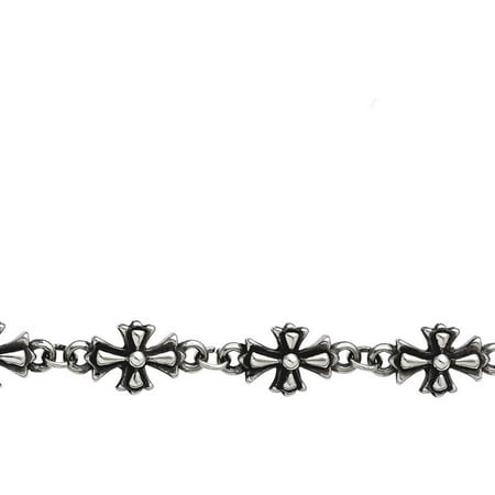 Primal Steel Stainless Steel Antiqued Crosses Bracelet, 8.5
