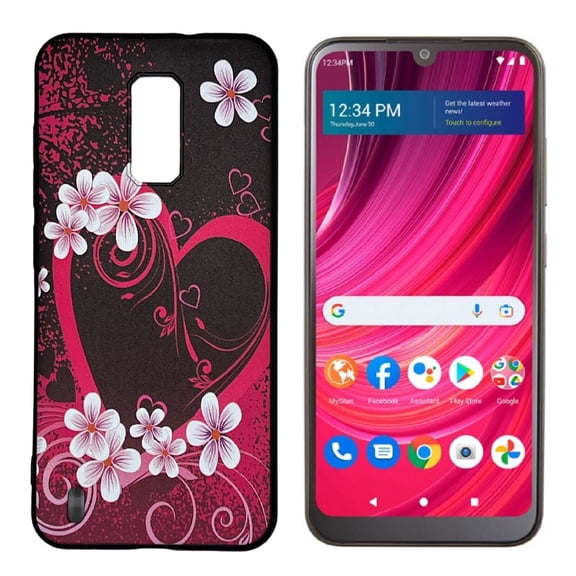 For Blu View 4 B135DL TPU Flexible Skin Cover Cell Phone Case - Pink Heart Design