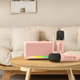 thumbnail image 4 of Christmas Gifts Liweisiy Portable Outdoor Karaoke Speaker Mini Wireless Microphone Home Sing Microphone Integrated Machine Bluetooth Speaker With Two Microphones D901 Pink 15*14*8.2Cm, 4 of 6