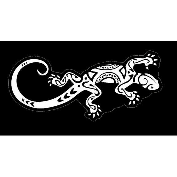 Ethnic Gecko Lizard Vinyl car Decals, Ethnic Stickers Diversity Mandala Style,Peel and Stick, 1Pc (White)