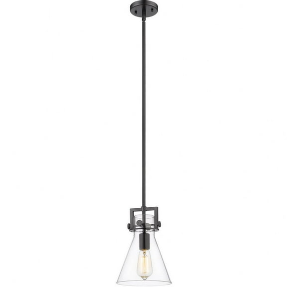 411-1S-BK-8CL Innovations Lighting Newton Cone - 1 Light Mini Pendant In Restoration Style-11.38 Inches Tall and 8 Inches Wide-Matte Black