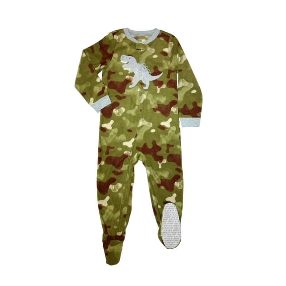 Carter's Toddler Boy's Camo T-Rex Dinosaur Fleece Footed Pajama Sleeper, Size 5T