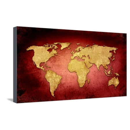 World Map Vintage Artwork Stretched Canvas Print Wall Art By (Best Artwork In The World)