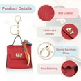 thumbnail image 3 of Mini Backpack Keychain, Cute Coin Purse Keychain PU Leather Backpack Purse Key Chain, Red, 3 of 7