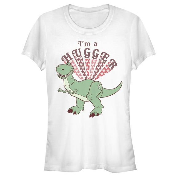 Junior's Toy Story Rex I'm A Hugger Hearts  Graphic Tee White Medium