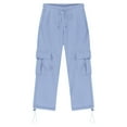 thumbnail image 6 of HAOTAGS Big Boys Casual Sweatpants, Stright Leg Cargo Pants Elastic Waist with Drawstring Sport Jogger for School Light Blue 13 Years, 6 of 8