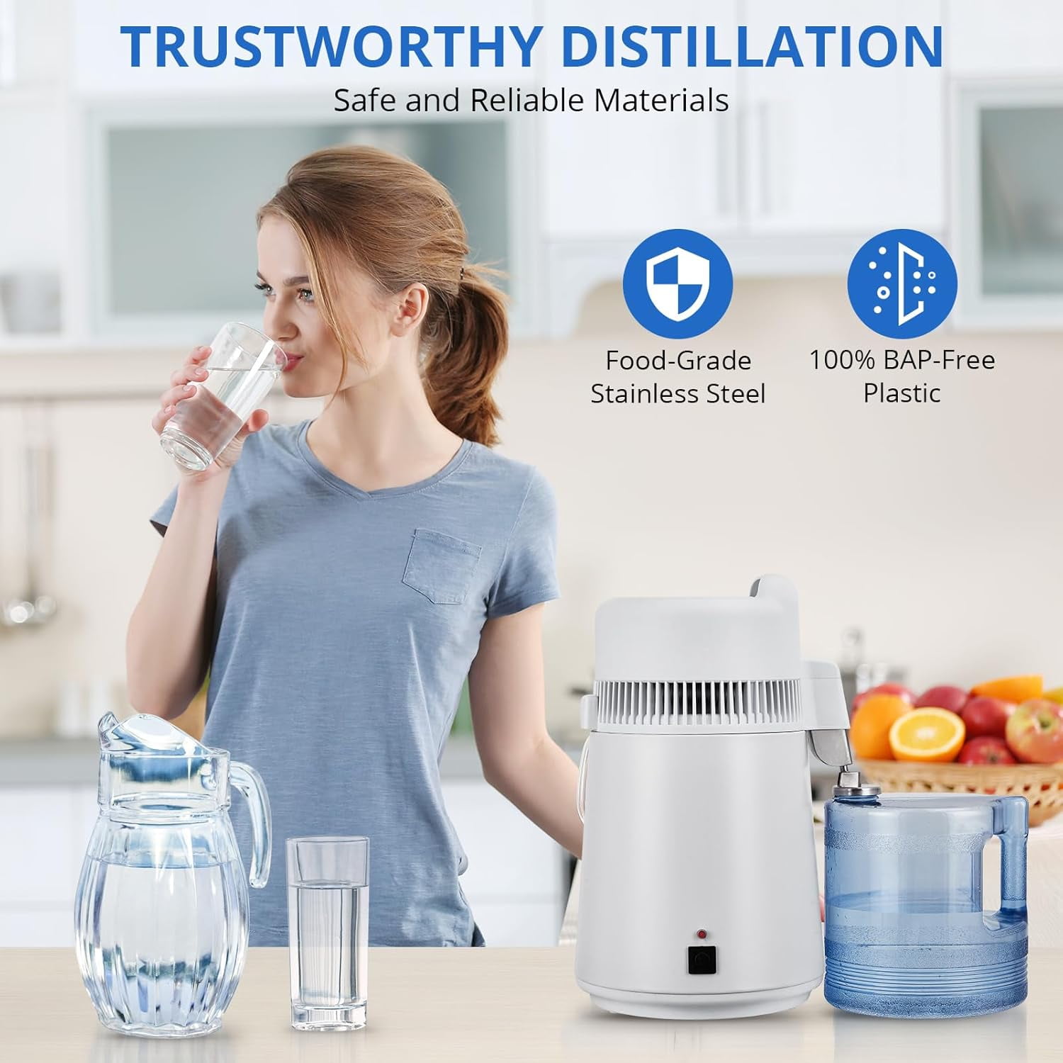 LIZHOUMIL Countertop Water Distiller 4L/6L, 750W-900W Stainless Steel, Plastic/Glass Jug