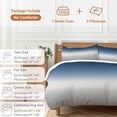 thumbnail image 6 of 3 Piece Navy Blue Gray Ombre Duvet Cover Set Queen Size, Microfiber Comforter/Quilt Cover with Corner Ties and 2 Pillowcases, Modern Gradient Abstract Art All Season Soft Bedding with Zipper Closure, 6 of 8
