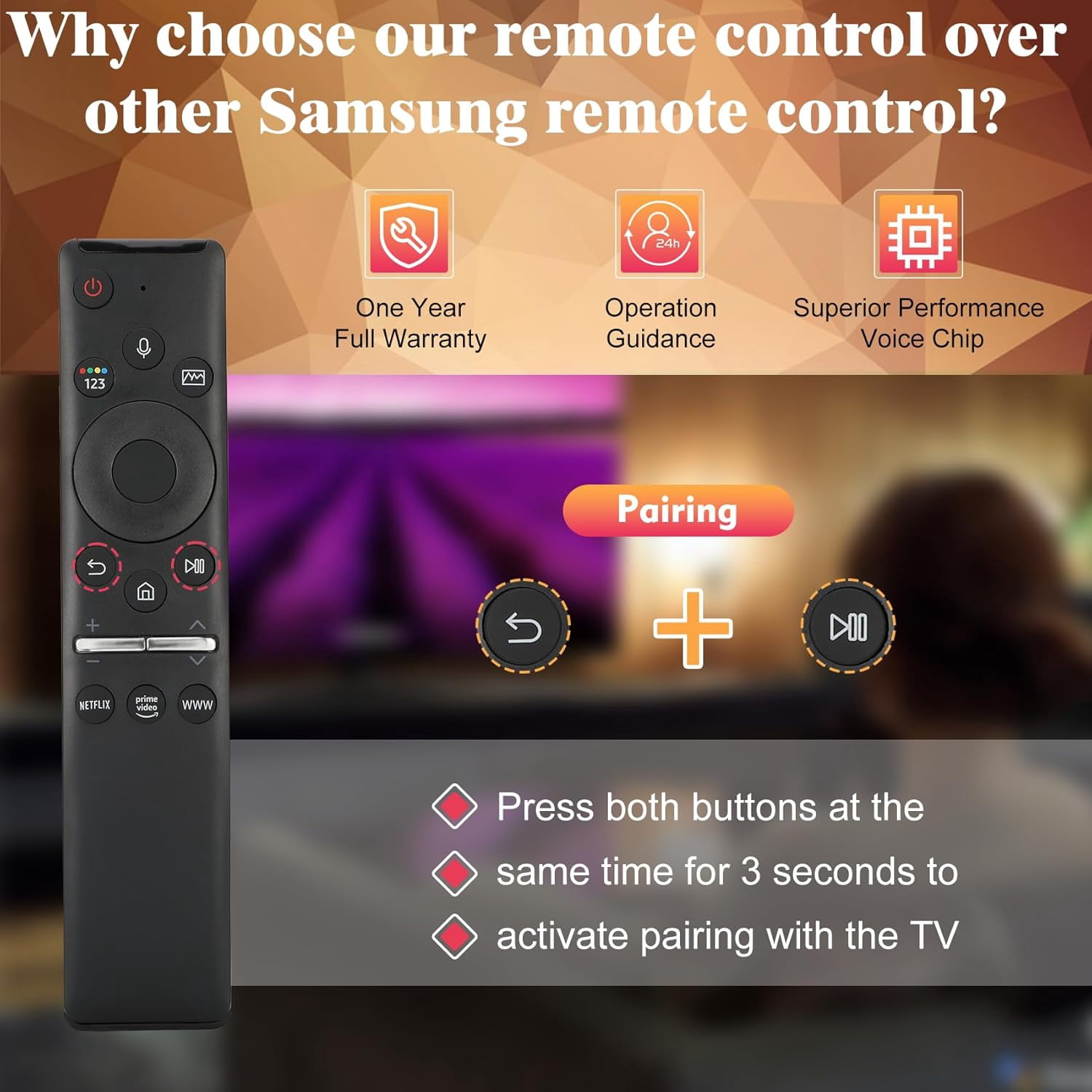 BN59-01330A Voice Remote for Samsung Smart TV Remote Control Replacement BN59-01330C Remote Compatible with All Samsung Frame Crystal UHD Curved Neo QLED OLED Smart TVs