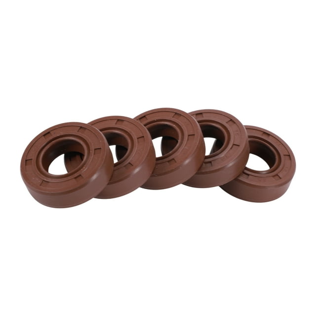 Unique Bargains Sello de Aceite Universal TC de Doble Labio con Resorte de Acero Anillo de Sello de Eje Rotativo 14x28x8mm Alta Presión Caucho de Fluorina Marrón 5 Pcs