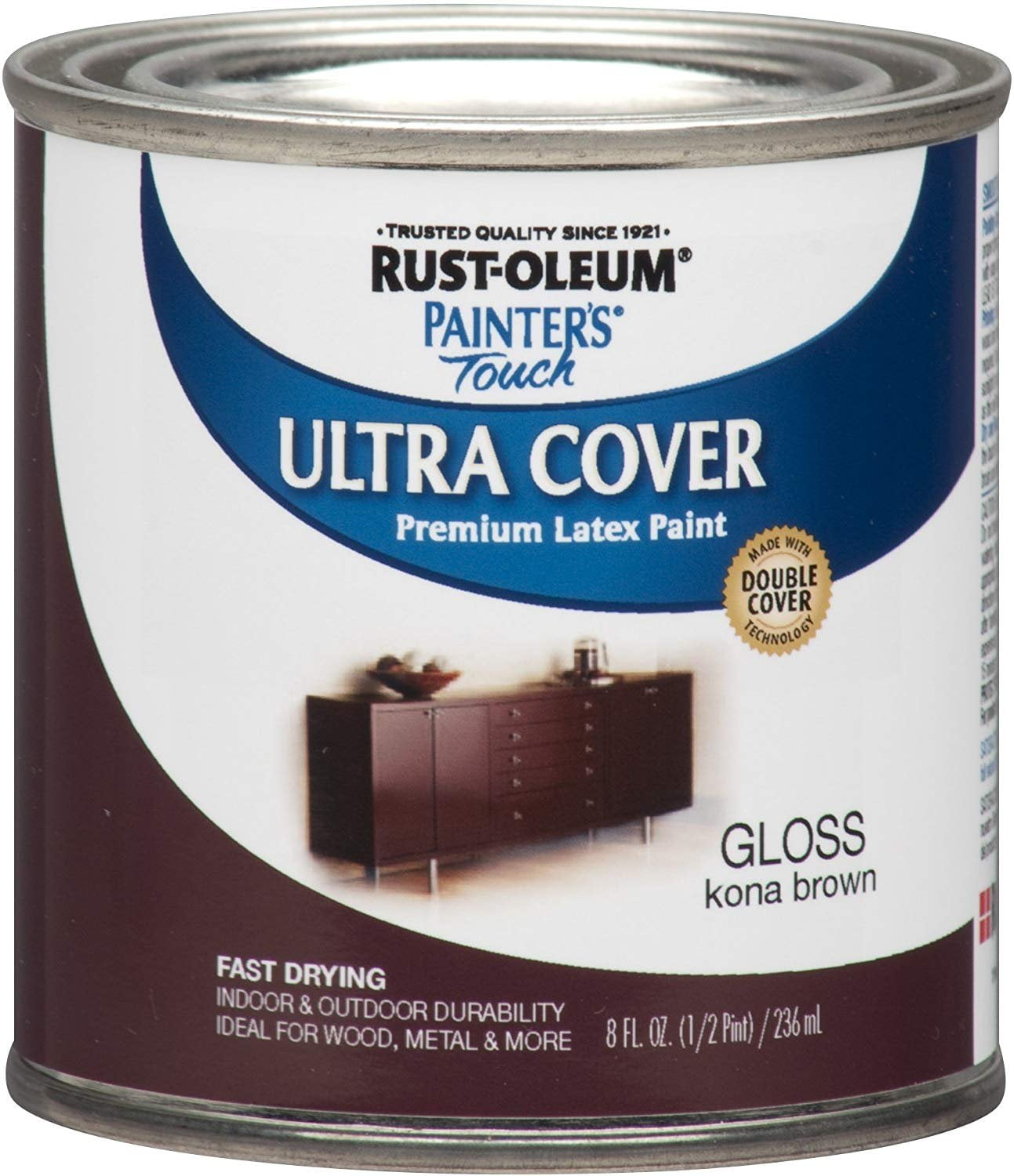 Rust-Oleum 1993730 Painter's Touch Latex Paint, Half Pint, Semi-Gloss White  8 Fl Oz (Pack of 1)