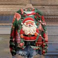 thumbnail image 4 of Honeeladyy Ugly Christmas Sweatshirt for Women Cute Santa Claus 3D Digital Print Pullover Tops Long Sleeve Round Neck Shirts Christmas Gift Red L, 4 of 4