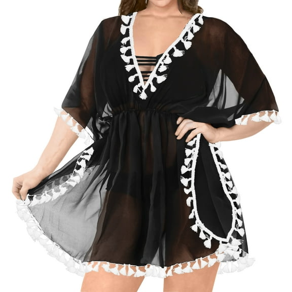 HAPPY BAY Women's Beachwear Loose Swimsuit Coverups Summer Swim Beach Dress Cover ups for Swimwear Women Bathing Suit L-XL Coal, Solid