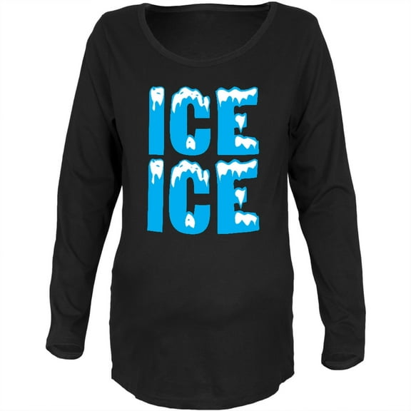 Ice Ice Baby Black Maternity Soft Long Sleeve T-Shirt - 2X-Large