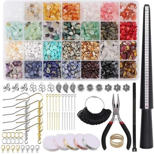 Crystal Jewelry Making Kit,28 Colors Stone Beads Ring Making Kit with
