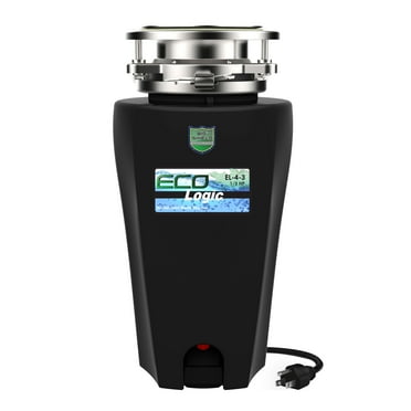 Eco Logic 1/3 HP Garbage Disposal, Continuous Feed Disposer, Attached Power Cord 10-US-EL-4-3B