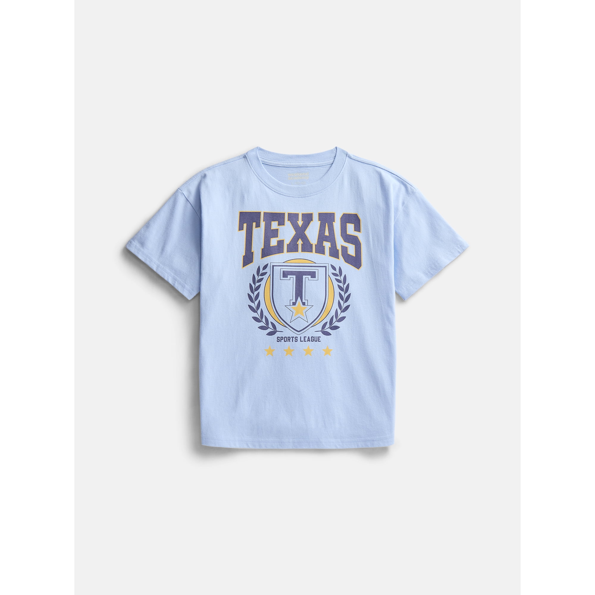 Weekend Academy Girls Oversized Graphic Cotton Tee with Short Sleeves, Sizes 4-18