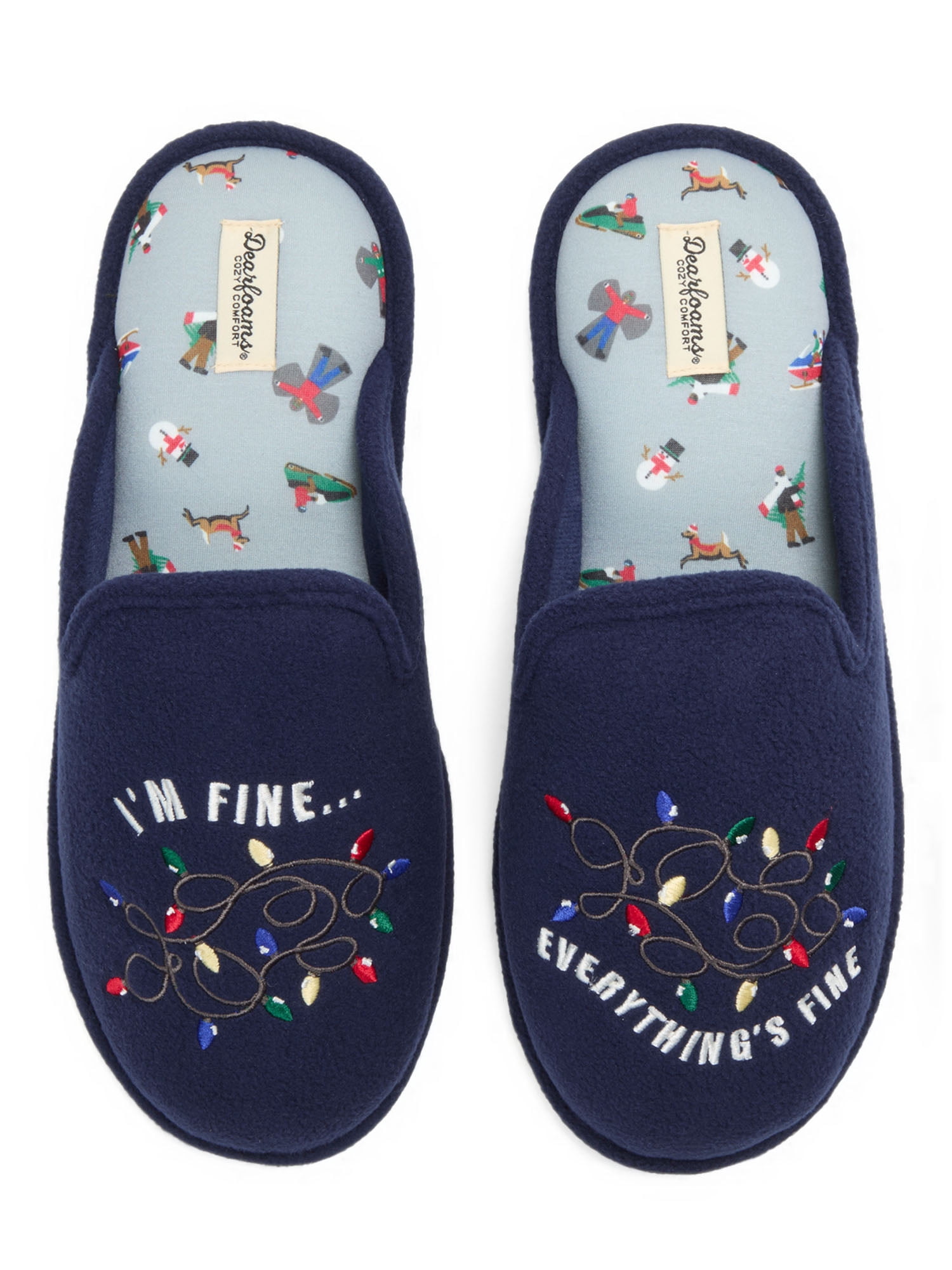 Dearfoams Cozy Comfort Men's Holiday Novelty Scuff Slip On Slippers