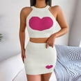 thumbnail image 2 of REORIAFEE Womens Summer Sets Outfits Workout Outfits Women's Sexy Casual Love Top Wrap Hip Skirt Set White L, 2 of 7