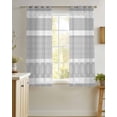 thumbnail image 4 of Farm Fruits Sheer Curtains 54 Inch Length 2 Panels Set for Living Room/Bedroom, Watermelon Lemons Peach Strawberry Grey Striped Kitchen Curtains Grommet Curtains Window Treatments 42"x54"x2, 4 of 7