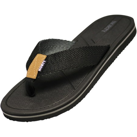 

NORTY Mens Flip Flops Adult Male Beach Thong Sandals Black