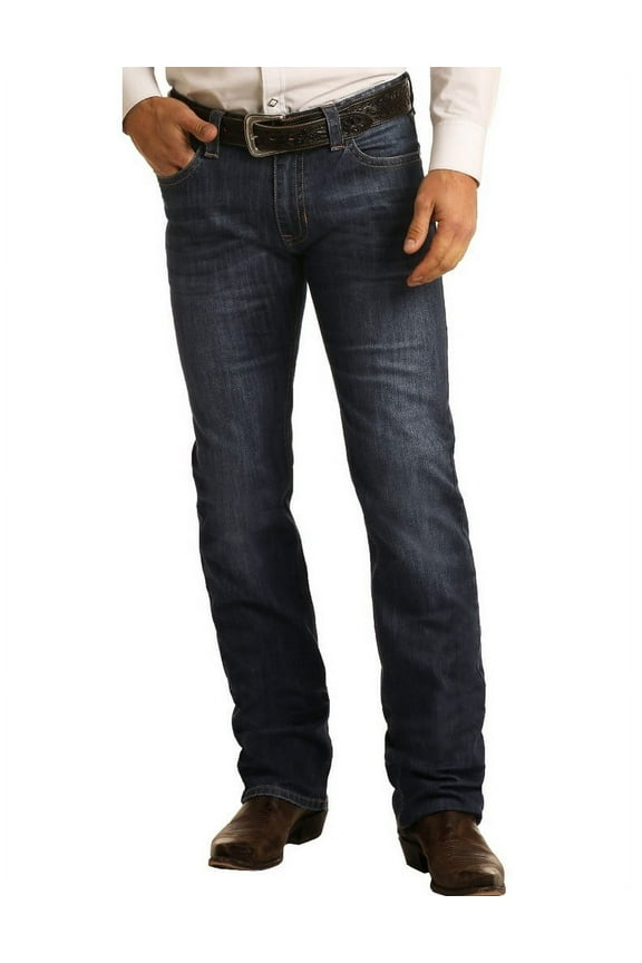 Rock & Roll Denim Men's And Reflex Revolver Stretch Slim Straight Jeans Blue 32W x 34L  US