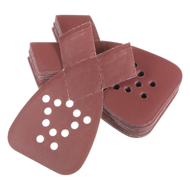 Unique Bargains 24 Packs 400 Grits 12 Holes Hook & Loop Sandpapers Triangular Sanding Pads Sheets with Extra Tips