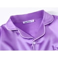 thumbnail image 2 of Beezizac Little & Big Girls Pajama Set Size 6/7 - Purple Satin Silky Cute Fall Winter Long Outfit, 2 of 6