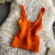 thumbnail image 5 of Sin mangas Front Cross Wrap Top moda Pure Color mujeres V cuello Crossover Top para la fiesta diaria, 5 of 8