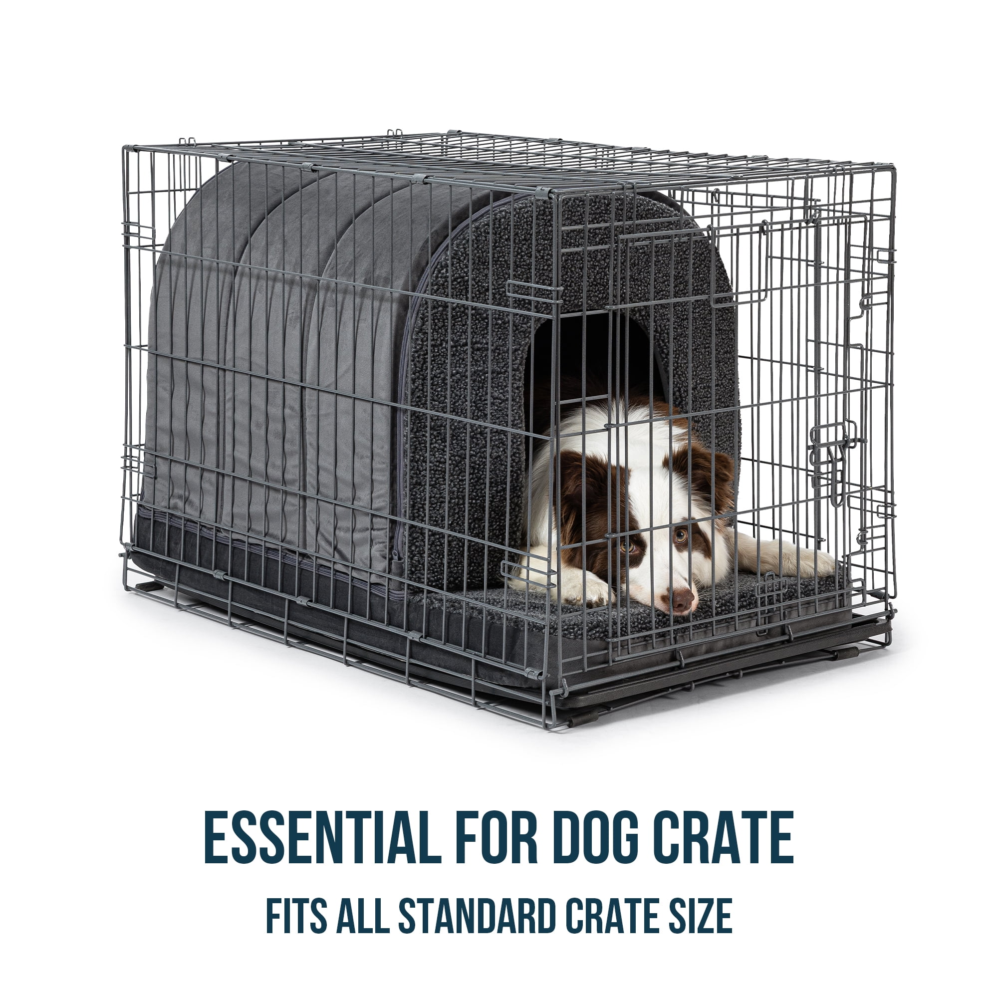 PELZIN Indoor Dog House - Orthopedic Dog Tent Bed w/Egg-Crate Foam - Pet Bed with Cover Cave - Waterproof Lining - Nonskid Bottom, Ideal for Large Breeds & Fits 42-Inch Crate - 41"x27"