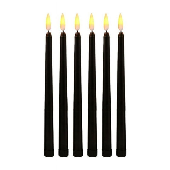 Pack of 6 Black LED Birthday Candles,Yellow Flameless Flickering Battery Operated LED Halloween Candles