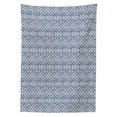 thumbnail image 2 of Ethnic Tablecloth, Far Eastern Scales Messy Curves with Vertical Stripes and Grungy Look, Rectangle Satin Table Cover Accent for Dining Room and Kitchen, 60" X 84", Navy Blue and Cream, by Ambesonne, 2 of 2
