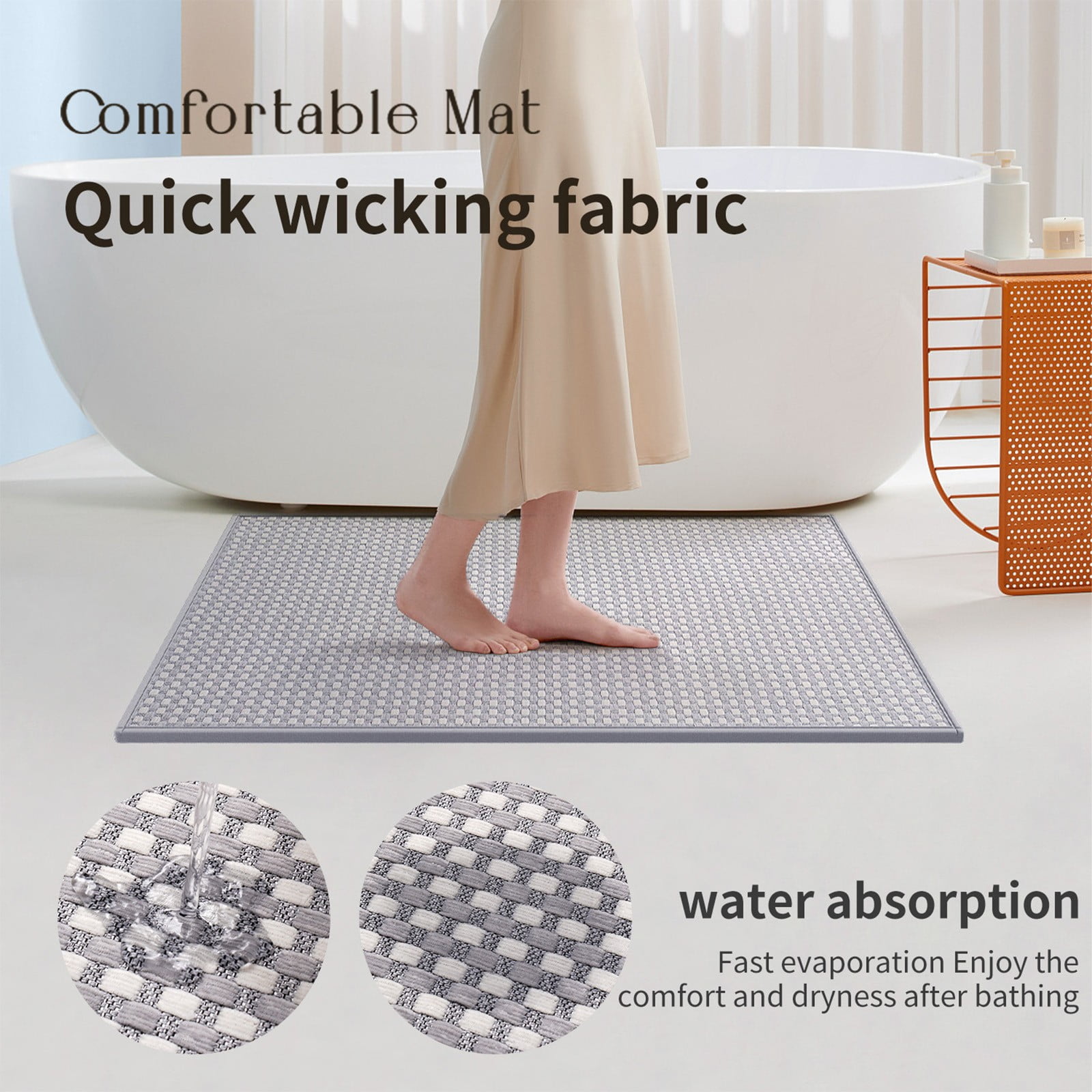 Non-Slip Absorbent Bathroom Carpet, Soft Polyester Rug for Bedroom and Bathroom, Machine Washable, Comfortable and Practical for Everyday Use