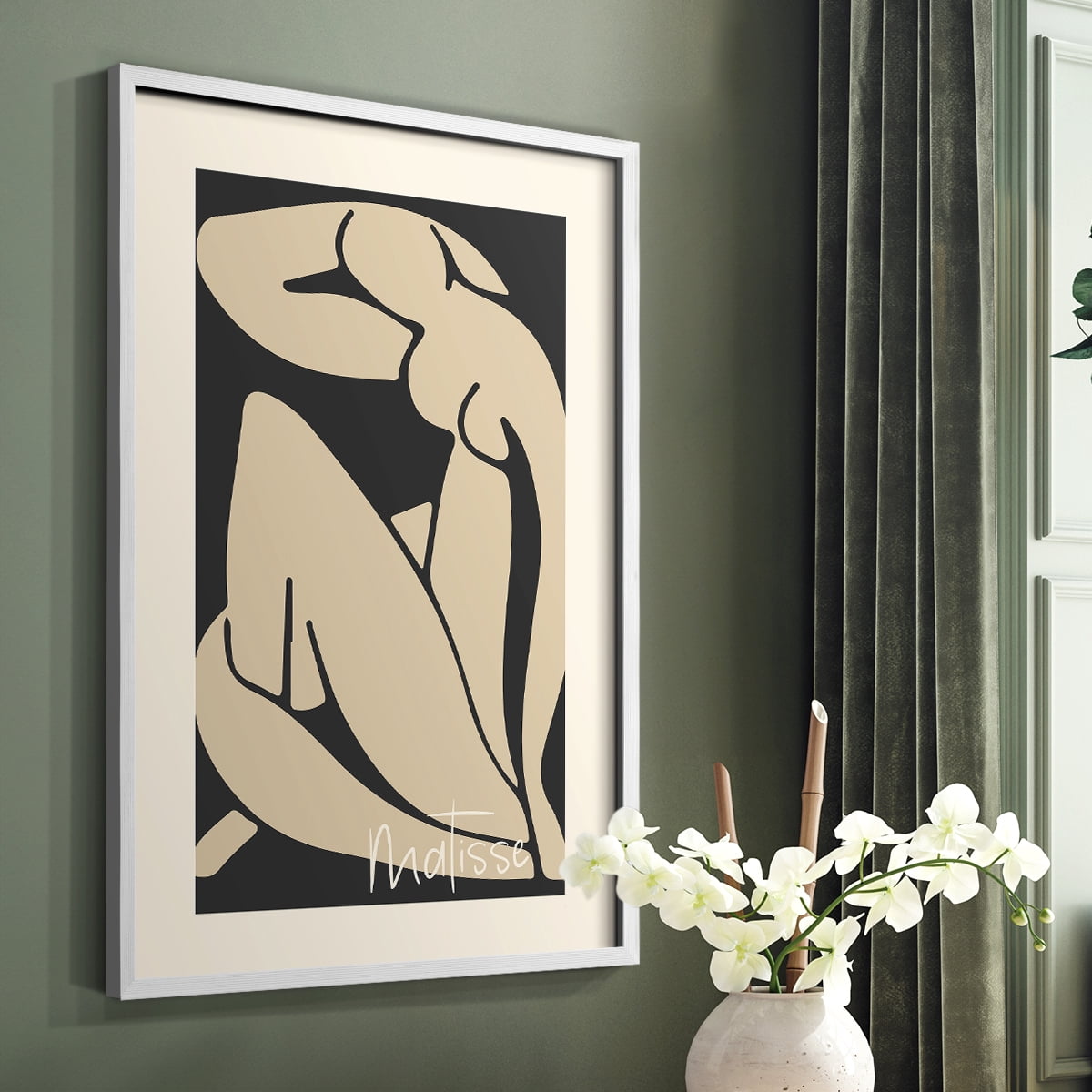Matisse CCCVI in White Solid Wood 22 x 28 Framed Print