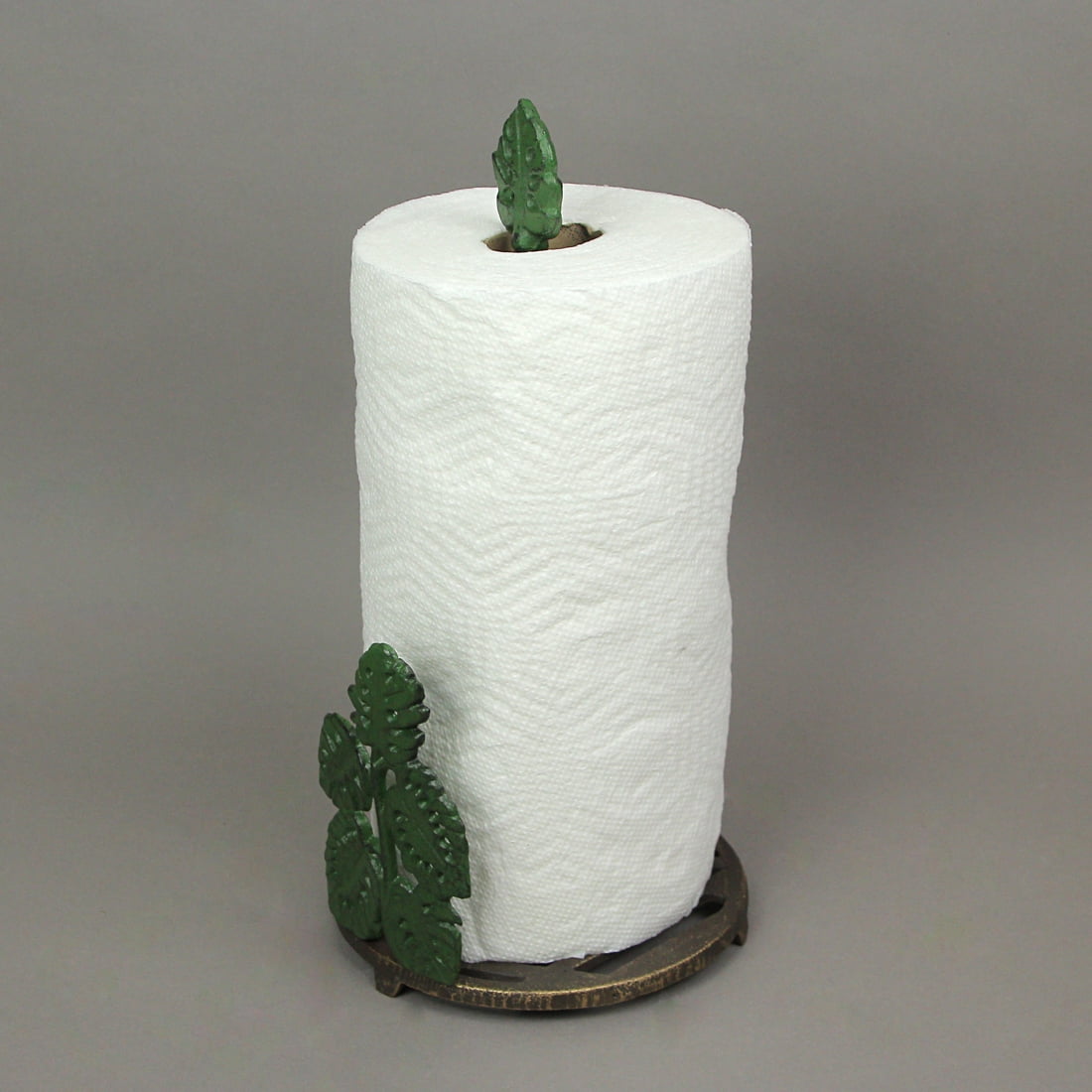 Zeckos Green Cast Iron Monstera Leaf Countertop Paper Towel Holder