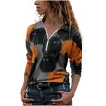 thumbnail image 1 of Moda Mujer Camiseta de manga larga Otoño Cremallera Halloween Impresión Blusa Otoño Tops Fridja czfsfas6703, 1 of 5