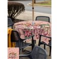 thumbnail image 4 of Outdoor Tablecloth with Umbrella Hole and Zipper, Pink Gingerbread Christmas Square Table Cloth 54x54 Inch Waterproof Tablecloth, Xmas Tree Gift House Star Picnic Table Cover for Patio Camping, 4 of 7