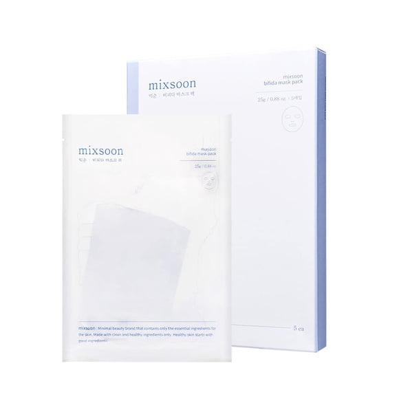 Sheet Mask Mixsoon Bifida, hidratante facial coreano, paquete de 1 paquete (5 unidades)