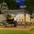 thumbnail image 3 of AECOJOY 17x12ft Wooden Carport Garage Outdoor Gazebo Wooden Pergola for Backyard, Coffee, 3 of 9