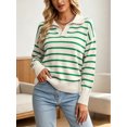 thumbnail image 5 of jinghuiyue Womens V Neck Sweater Long Sleeve Polo Striped Pullover Sweater Casual Knitted Loose Fall Tops XL, 5 of 6
