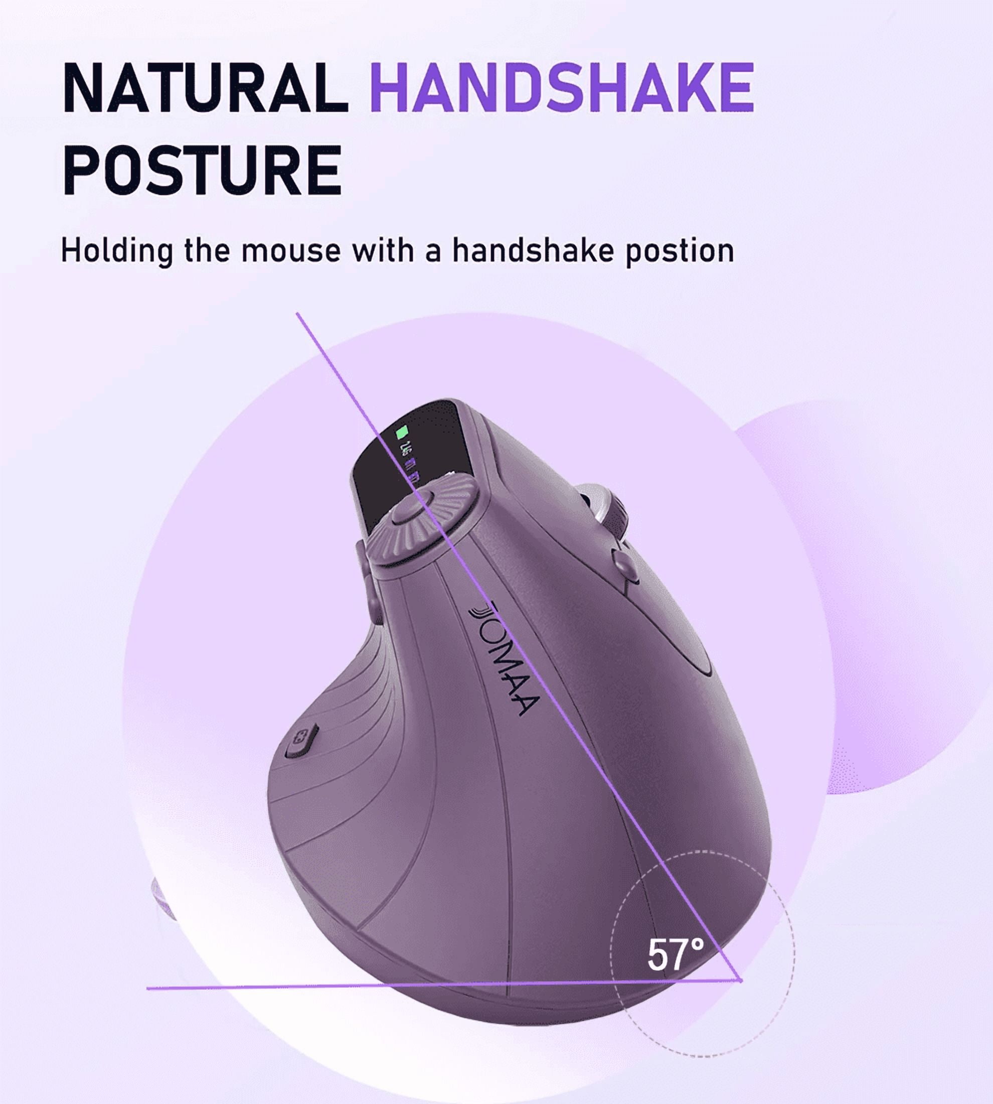 Jomaa Bluetooth Wireless Vertical Mouse With Function Adjustment Knob Slient Click Rechargeable Ergonomic Mice for Win/IOS/Android
